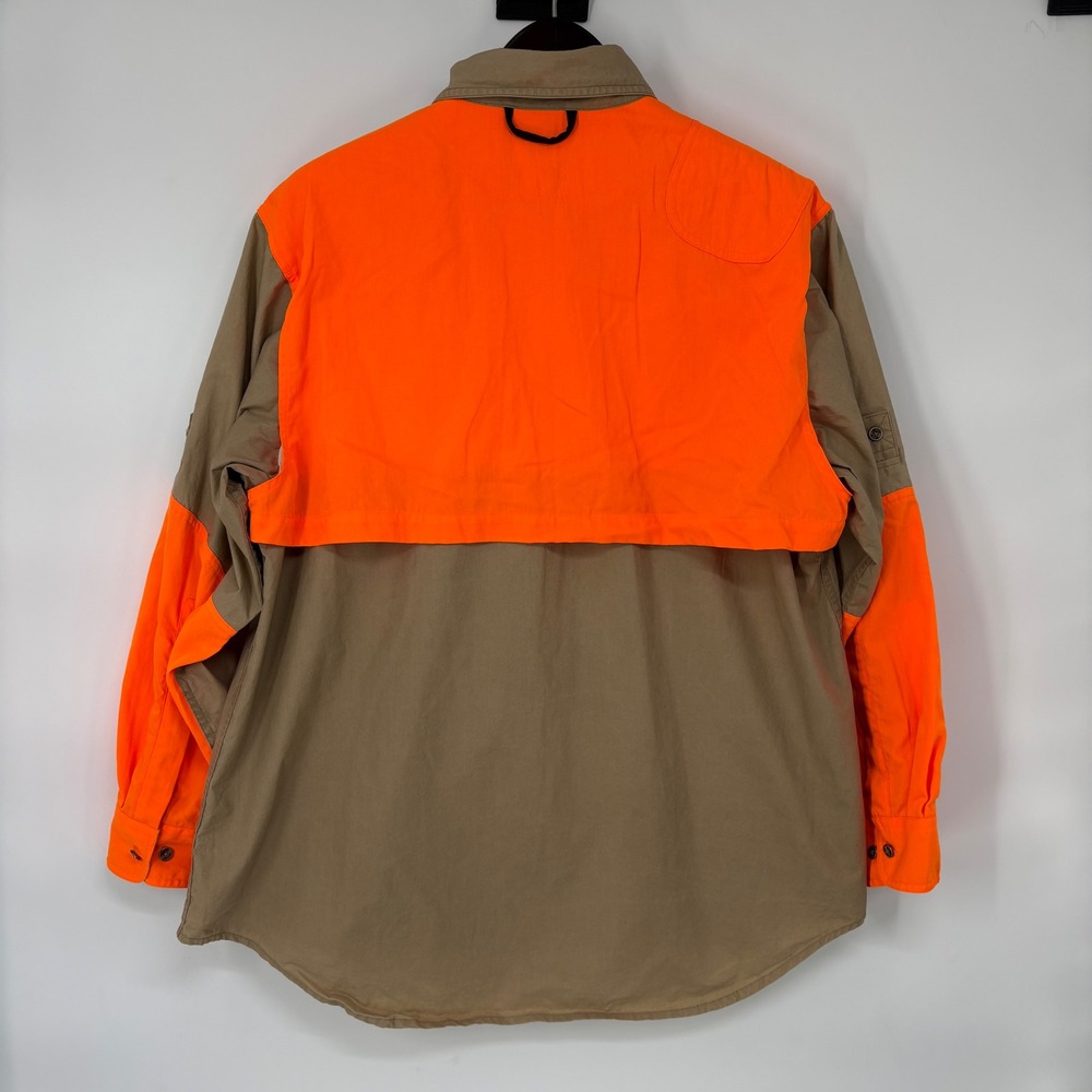 King Ranch Lewis Creek Mens Large Hunting Shirt Blaze Orange Tan Shooting Patch - Picture 2 of 6